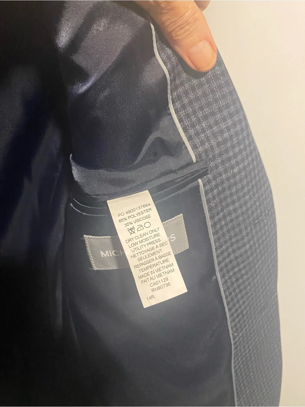 Michael Kors Teens Navy Houndstooth Blazer